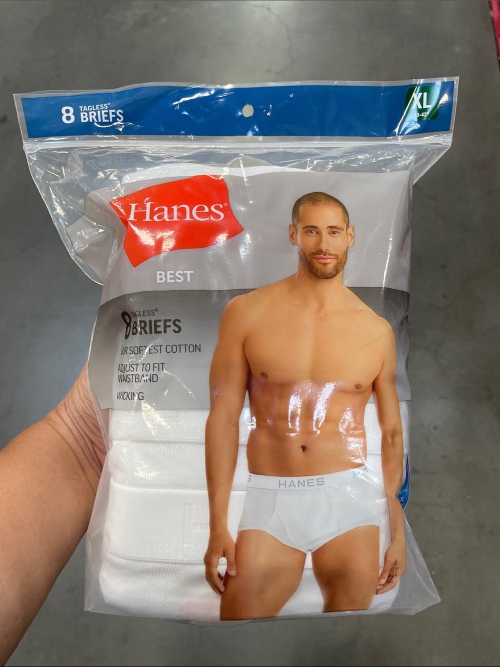 Hanes White Men's Tagless Briefs 8 Pack XL White